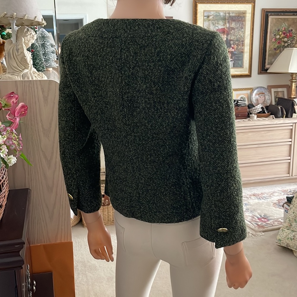 NWOT Ann Taylor Loft green tweed woven blazer - Picture 3 of 10